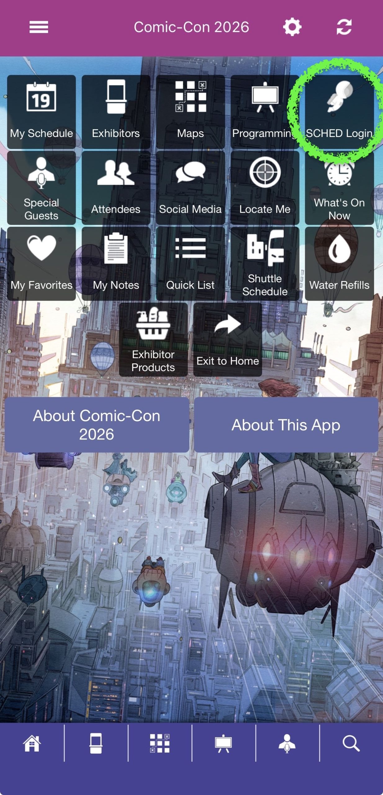 Mobile App Sched Login Button