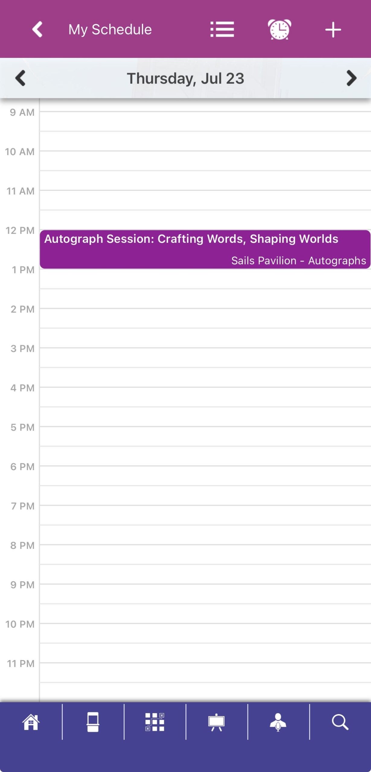 My Schedule Calendar Screen