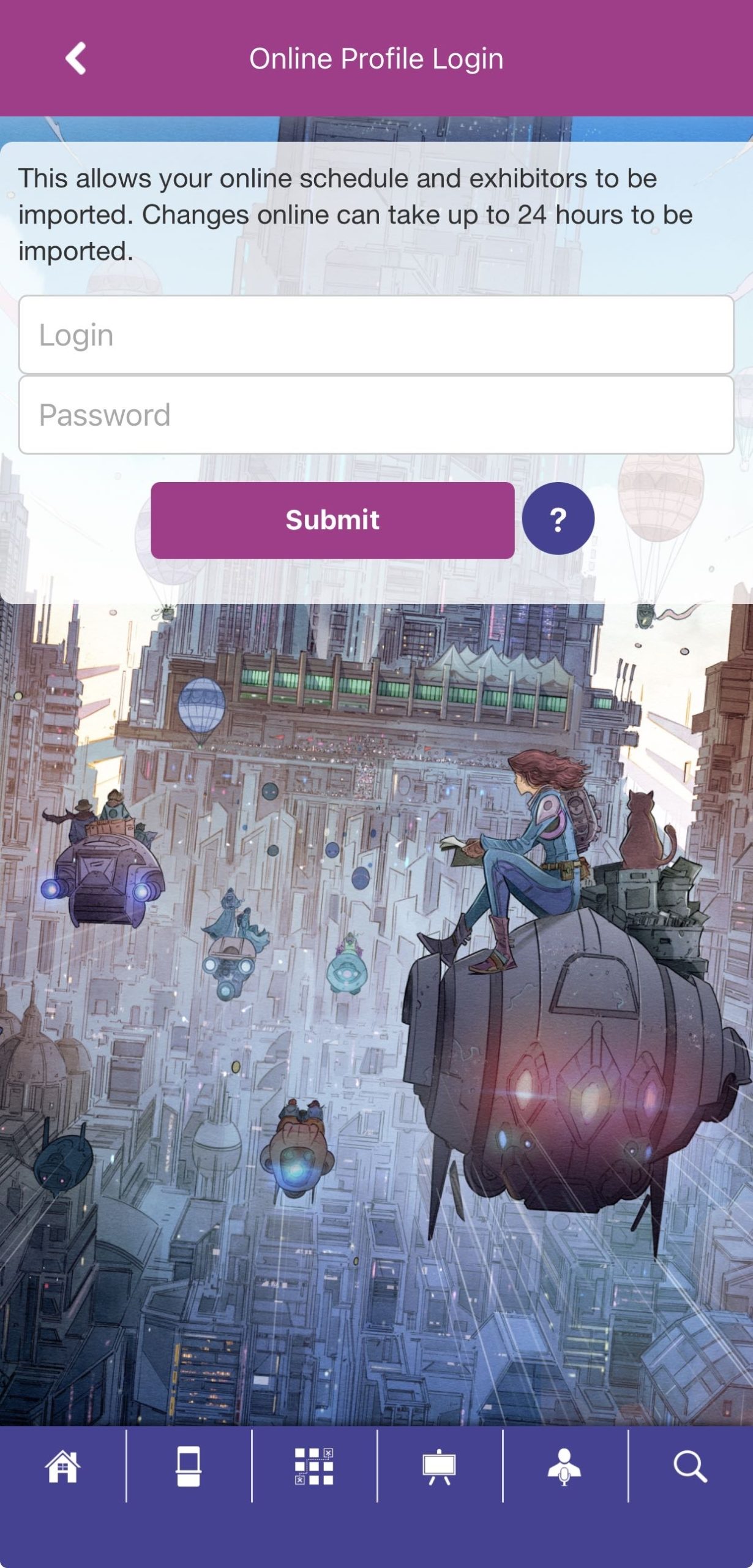 Mobile App Sched Login Screen