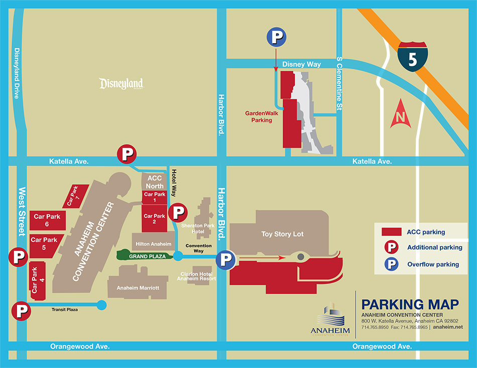 Image de la carte du Centre des congrès d'Anaheim.