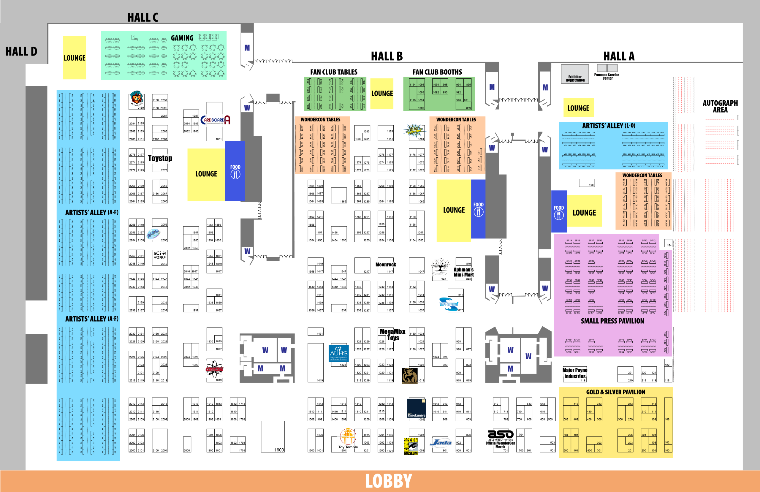 WonderCon 2026 Exhibit Hall Map