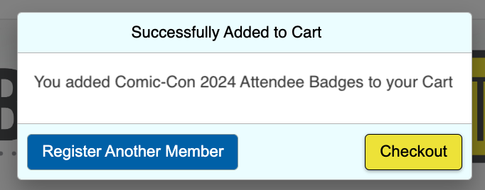 Comic-Con 2024 Successfully Added Badges to your Cart