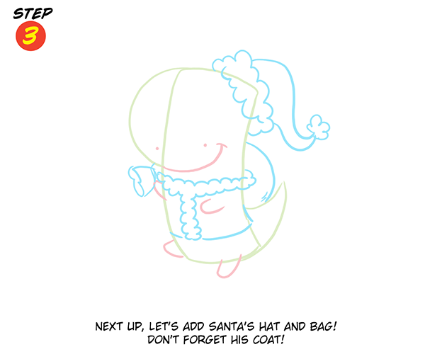 Holiday Dinosaur Step 3