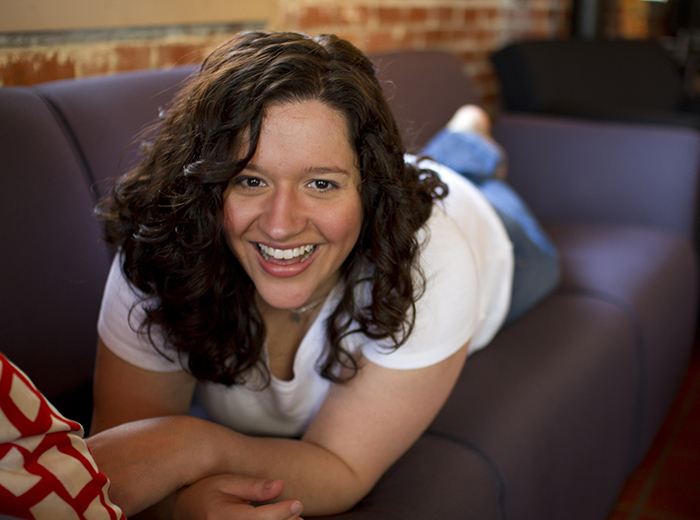 Kiera Cass on couch