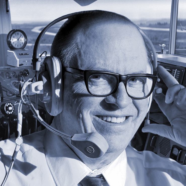 Ken Steacy wearing a headset