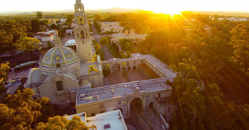 Balboa Park bei Sonnenuntergang.