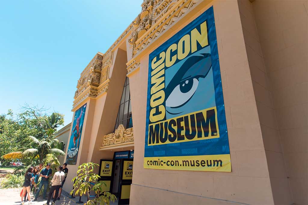 Außenansicht des Comic-Con Museums im Balboa Park, San Diego.